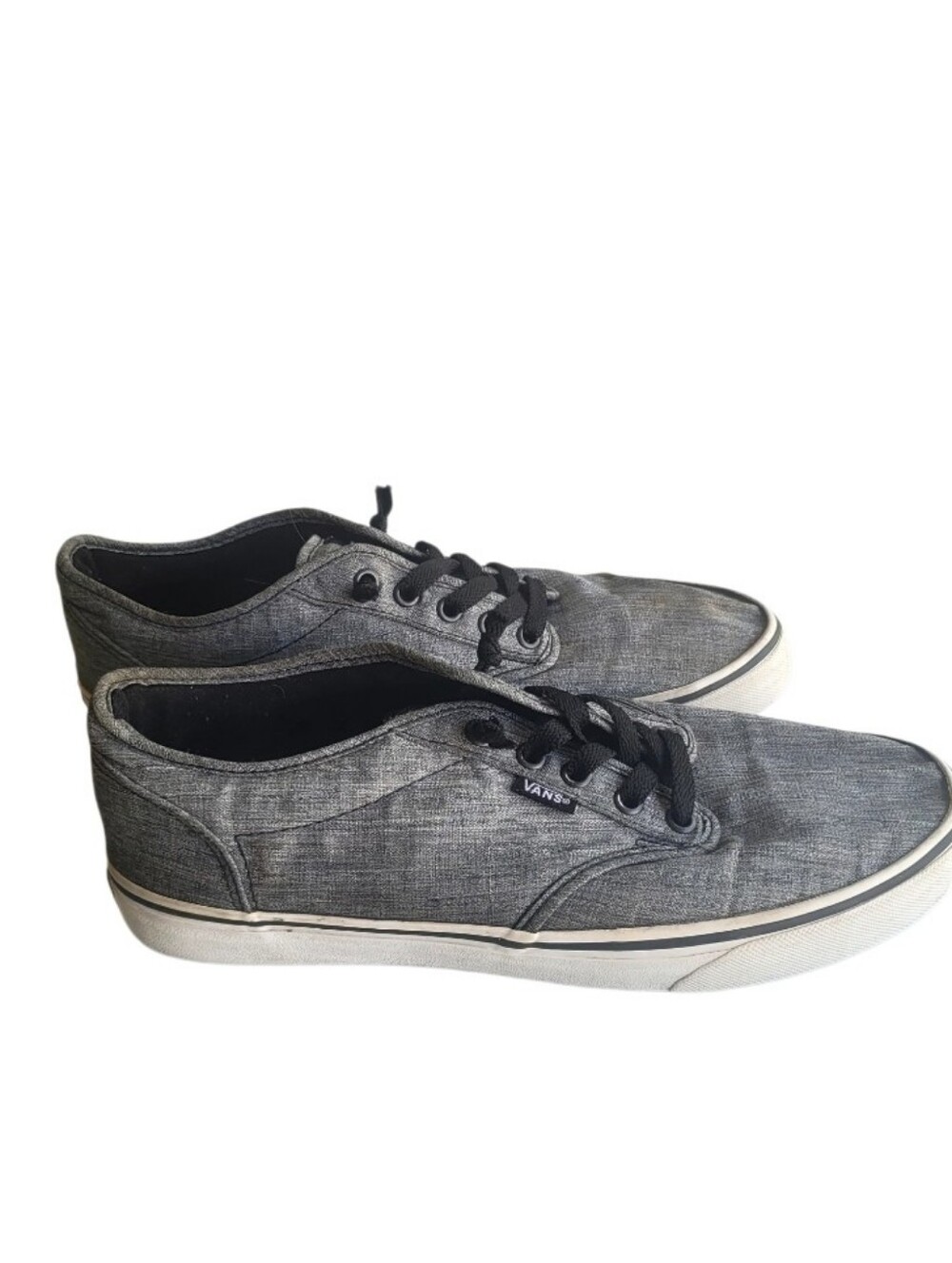 Vans Men's Black and Gray Canvas Low-Top Sneakers Sz 9.5